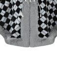 thumbnail image 4 of Puyaiuu Women Plaid Faux Fur Trim Cape Shawl Winter Warm Fleece Lined Cloak Outer Wrap Cardigan Gray Free Size Gift, 4 of 4