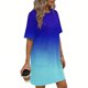 thumbnail image 2 of Mujeres Manga Corta Tops Impresión Casual Cuello Redondo Vendaje Vestido Falda de las Señoras, Vestido de Manga Corta para las Mujeres Primavera Verano Uso Diario, 2 of 6