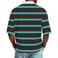 thumbnail image 4 of Dresfit Men's Polo Shirts Short Sleeve Striped Golf Shirts Summer 2026 Relaxed Fit Waffle Knit Tops Big and Tall Loose Lapel Business T Shirts S, 4 of 6