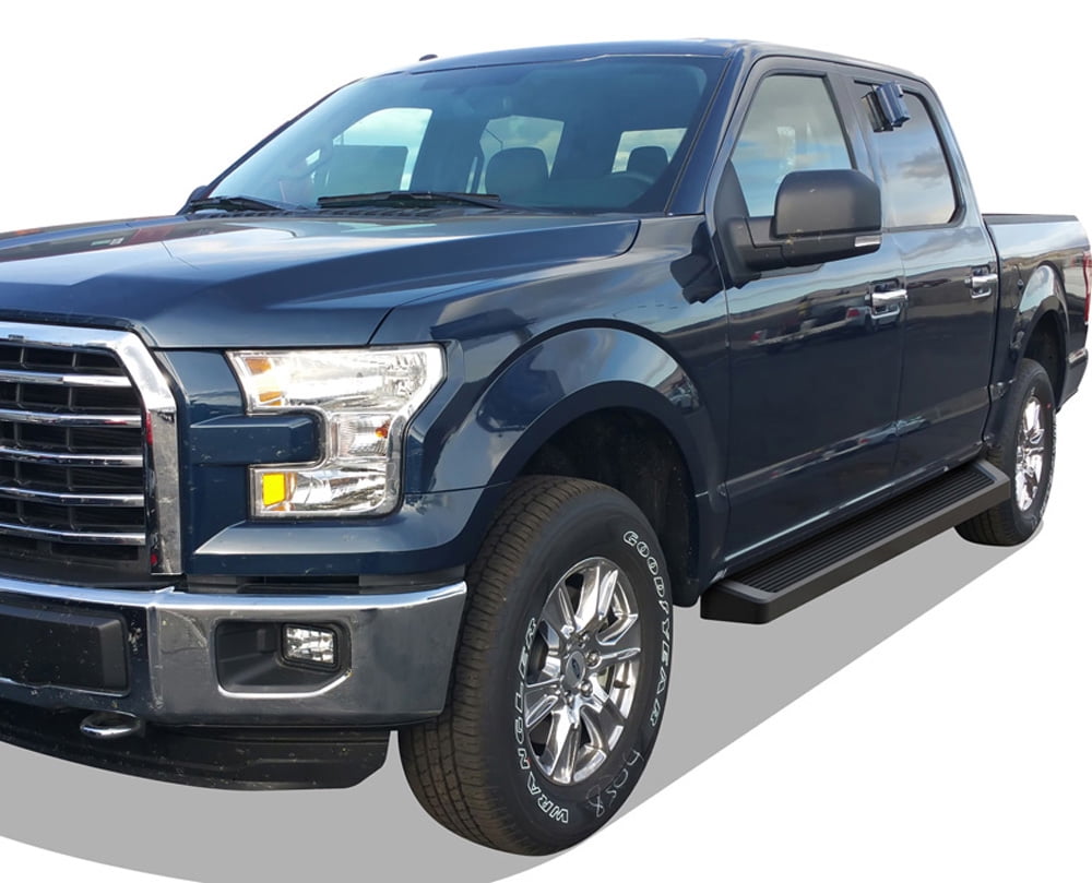 APS Black Running Boards Style Compatible with Ford F150 2015-2025 SuperCrew Cab & F150 Lightning 2022-2025 & F-250 F-350 Super Duty 2017-2025 Crew Cab (Nerf Bars Side Steps Side Bars)