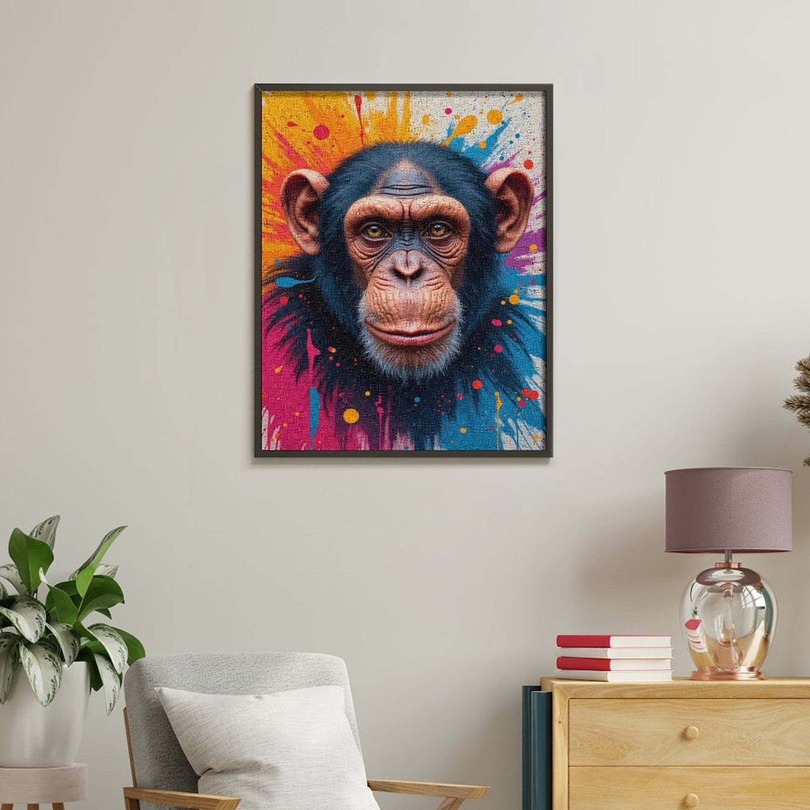 Paint By Numbers Kit for Adults Beginner - DIY Chimpanzee Colorful Abstract Art Canvas Painting Kits for Adults, Frameless Paint By Number for Adults for Home Wall Decor 16x20 Inch