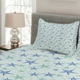 thumbnail image 2 of Ambesonne Starfish Quilted Coverlet 3 Pcs, Nautical Theme Starfish, Queen Size, Almond Green Azure Blue, 2 of 4