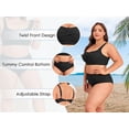 thumbnail image 4 of Zando PLus Size Bikini Sets for Women Tummy Control High Waisted Women's Bankini Swimsuits 2 Pieces Swimsuits for Big Busted Women with Ruched Army Green 4XL, 4 of 7