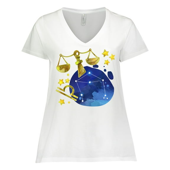 Inktastic Libra Constellation Zodiac Sign Illustration Women's Plus Size V-Neck T-Shirt