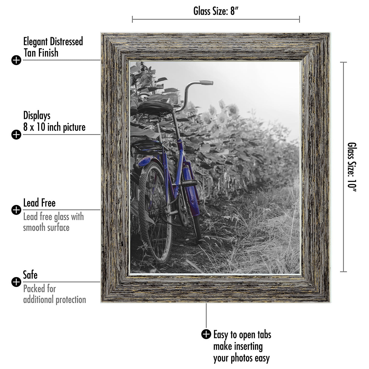 Americanflat 2 PK 8x10 Picture Frame with Glass rustic easel table elegant design photos statement favorite - Tan