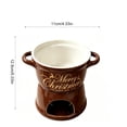 thumbnail image 3 of Ceramic Christmas Chocolate Fondue Mug Set with Forks and Tea Light Warmer for Cheese and Caramel Dipping, 3 of 6
