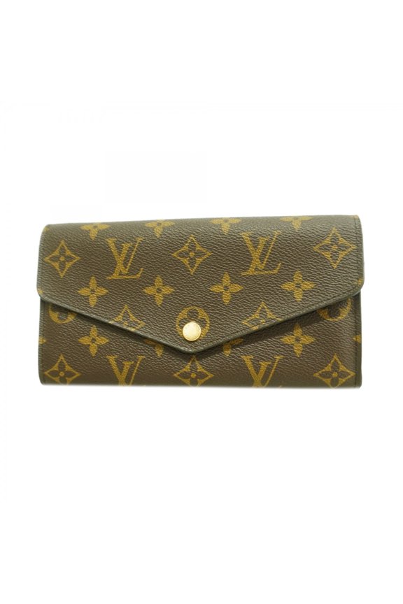 Pre-Owned Louis Vuitton Monogram Portefeuille Sarah Long Wallet M62234 Brown Fuchsia Women's