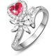 thumbnail image 3 of Emsione Anillo de compromiso de boda chapado en plata de ley 925 con topacio rosa creado con corte de corazón y circonita cúbica de varias filas onduladas, eternidad, aniversario, boda, 3 of 5