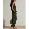 thumbnail image 4 of Women's Linen 2 Piece Outfits Sleeveless Ruffle Top Wide Leg Pants Summer Loungewear Beach Travel Sets, 4 of 8
