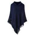 thumbnail image 2 of Women New Autumn And Winter Solid Color Hedging Knitted Shawl Cloak With Hood Coat, 2 of 3