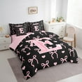 thumbnail image 4 of Feelyou Initial Letter E Twin Bedding Sets 7-Piece, Pink Princess Bedding Comforter Set, Cartoon Bow Sheet Sets, Breathable Room Decorative, 4 of 8