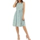 thumbnail image 2 of Vestido midi sin mangas de corte A con cuello en forma de llave y cintura ajustable, estampado de flores pequeñas, azul claro, talla XL, 2 of 7