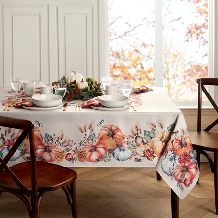 Elrene Botanical Harvest Pumpkin Engineered Tablecloth 60x102