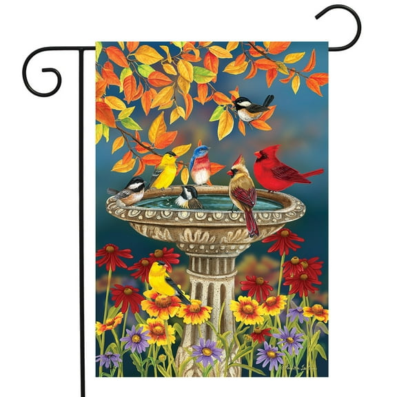 Briarwood Lane Fall Birdbath Floral Garden Flag