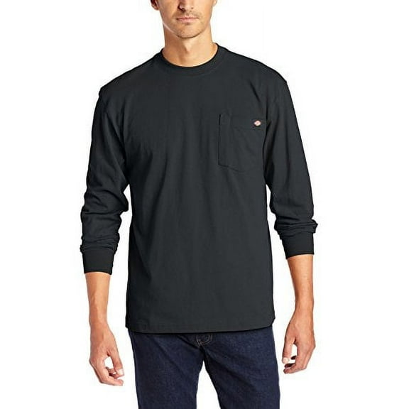 Dickies Men's T-Shirt Heavyweight Pocket Long Sleeve Relaxed Fit T-Shirt, Black (BK), M