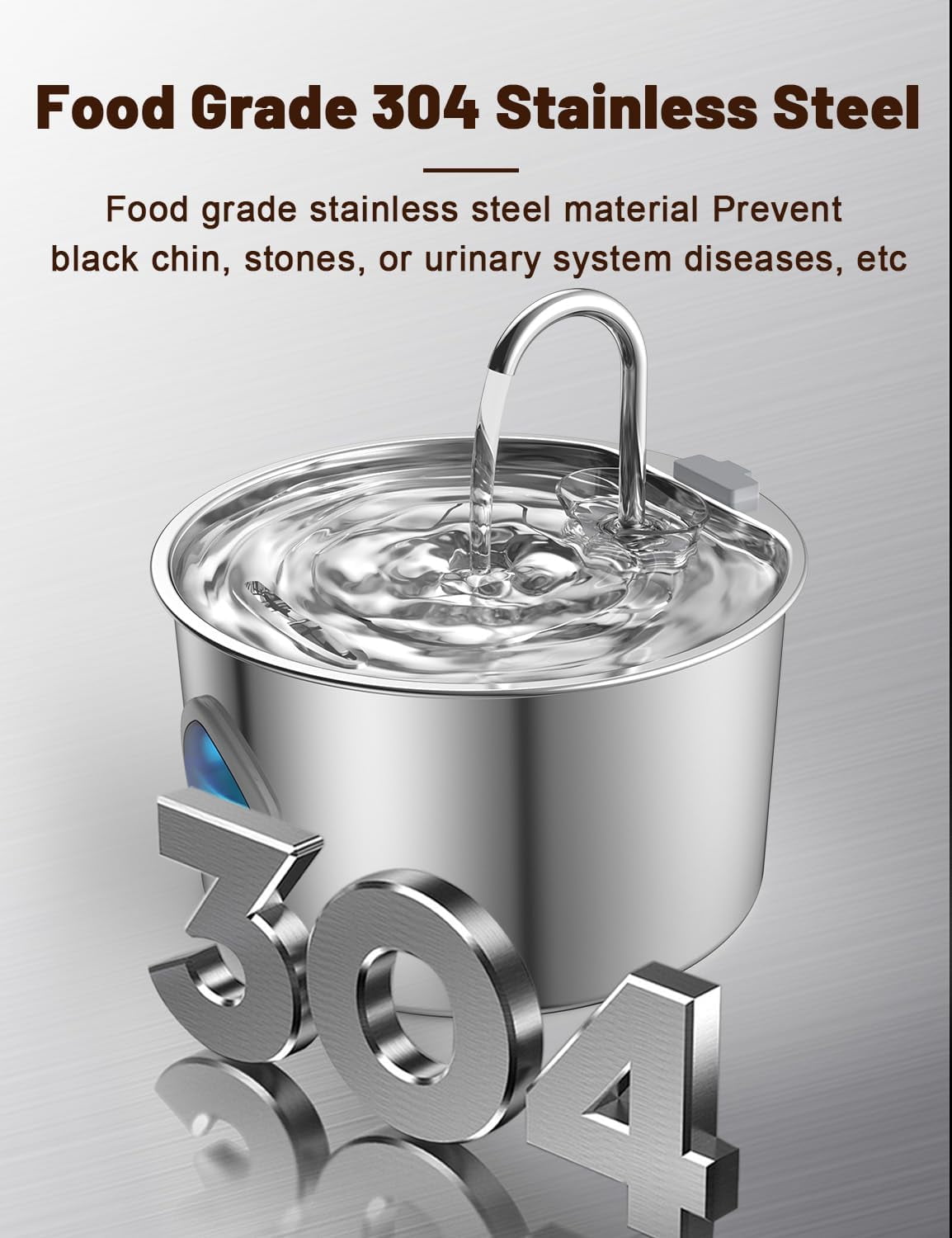 Stainless Steel Dog Water Fountain - Quad-Purification System, Continuous Circulating Flow, Quiet Operation & Easy-to-Clean