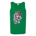 thumbnail image 2 of Wolf Oil Painting Animal Lover Mens Graphic Tank Top, Kelly, 3XL, 2 of 3