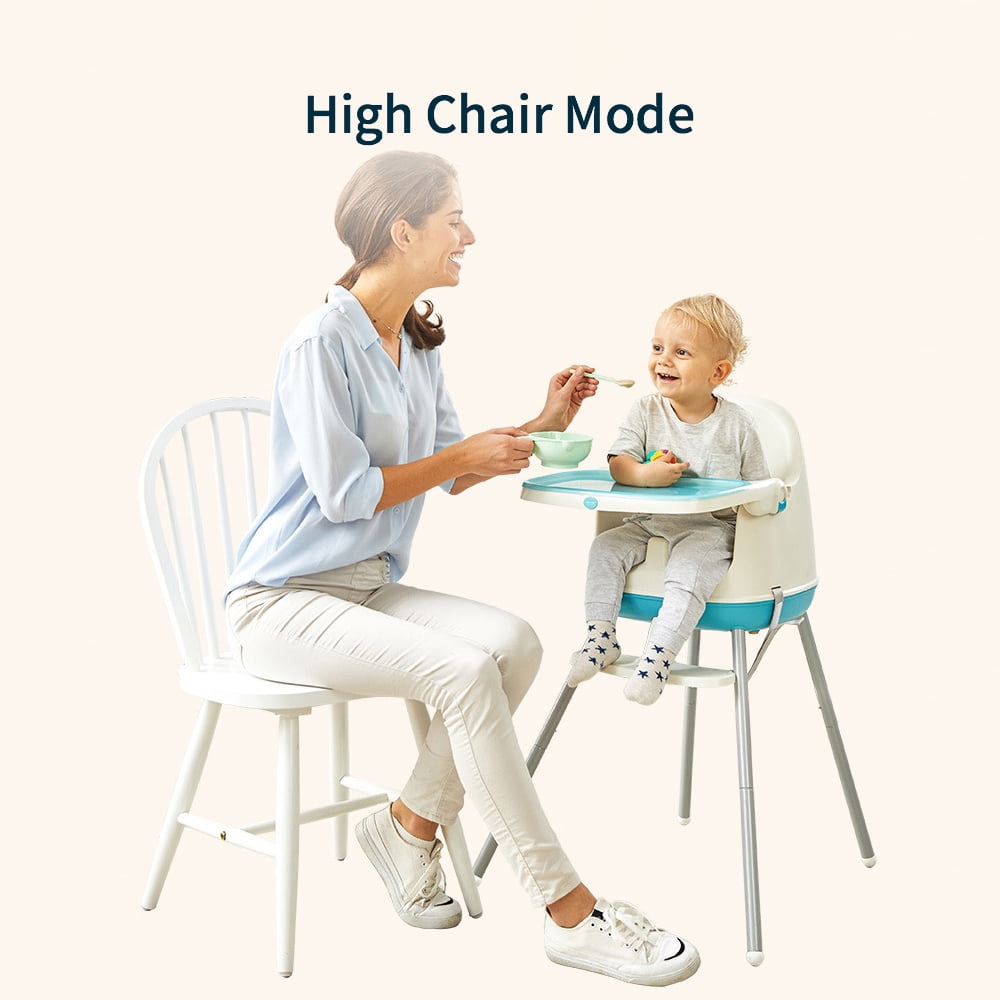 Blue Boys Quality Safety Comfy High Chair with Feeding tray Cup Holder Footrest 