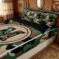 thumbnail image 3 of meiyoeat Camo Letter M Zipper Comforter Set with Fitted Sheet and 2 Pillowcases for Boys, Vintage Camouflage Zipper Bedding Set for Bedroom, Green, Black Reversible, 3-Piece, 3 of 6