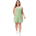 thumbnail image 3 of DARING DIVA Women's Plus Summer Casual Sleeveless Spaghetti Strap Romper 1X Green, 3 of 6