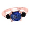 thumbnail image 3 of AoneJewelry 2.20 Carat Sapphire and Black Diamond Three Stone Ring In 10K Solid Rose, White & Yellow Gold, 3 of 5