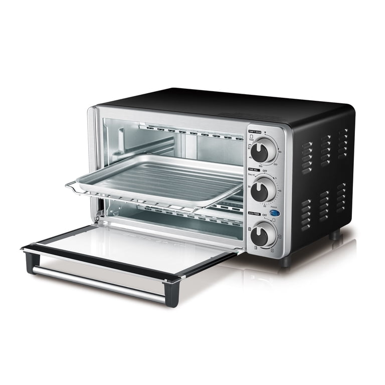 Toshiba 4 Slice Toaster Oven, Stainless Steel, Auto-Glide Rack