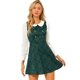 thumbnail image 1 of Vestido A Cuadros Con Botones De Color En Contraste Y Cuello De Muñeca Para Mujer Verde L, 1 of 6