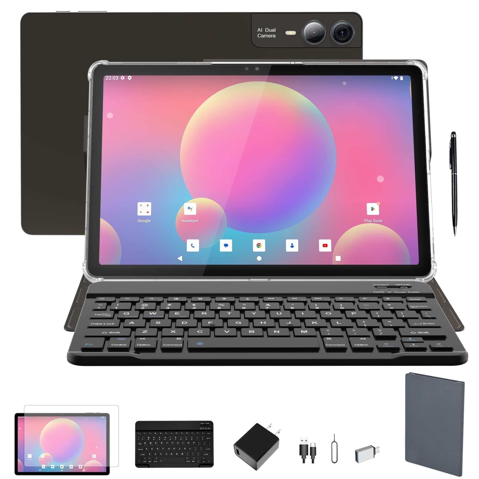 2026 Newest 11 inch Android 14 Tablet, 18GB RAM, 128GB ROM,2K Display, Octa-Core ,13MP+5MP+5MP Camera, Quad Stereo Speakers