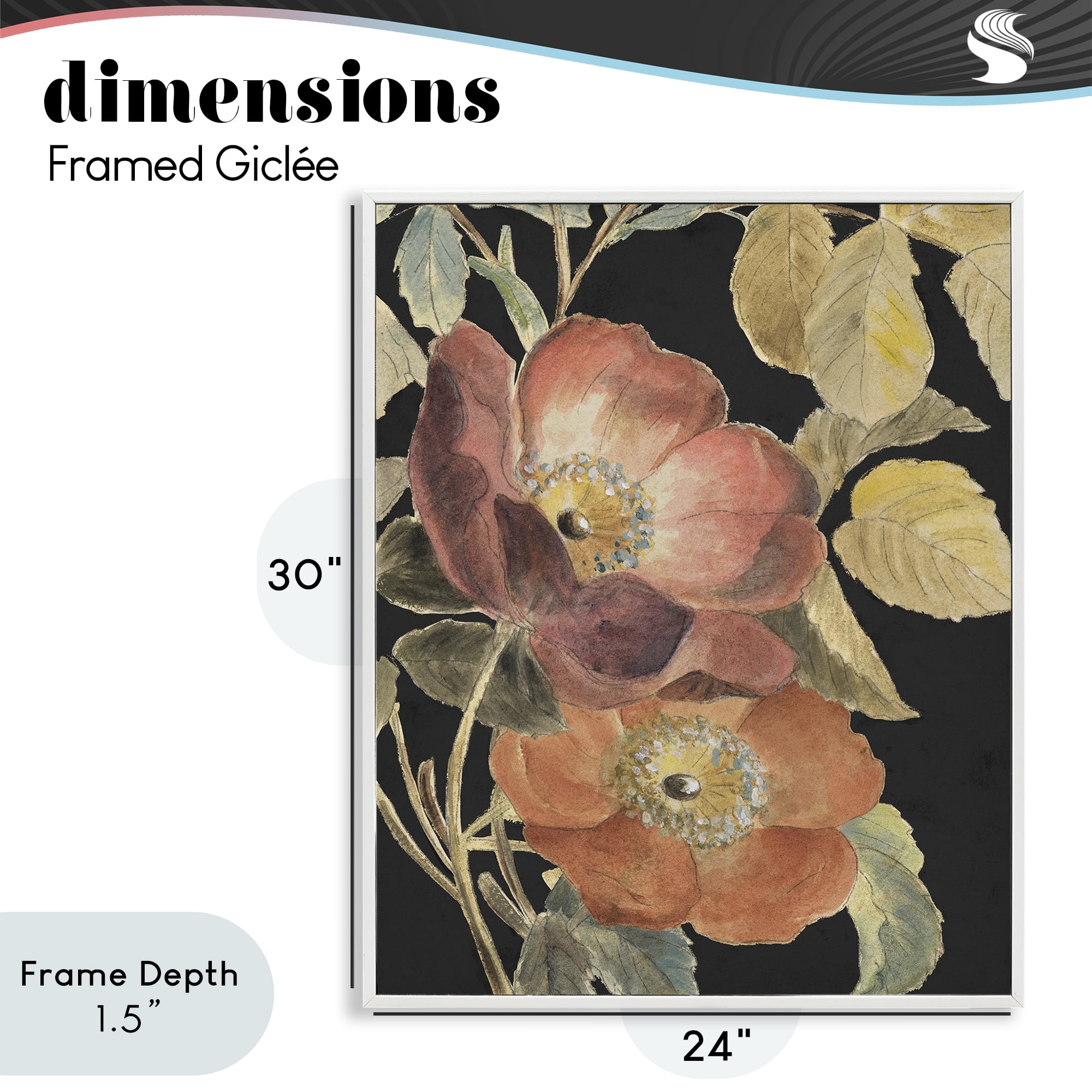 Stupell Industries Red Flower over Black White Framed Giclee Art, design by Lanie Loreth