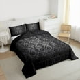 thumbnail image 3 of jejeloiu Vinatge Baroque Floral Queen Comforter Set,Boho Bohemian Theme Bedding Sets,Black Damsk Print Bedding Comforter Set For Men Women,Ultra Soft Home Decor Reversible,3pcs, 3 of 8