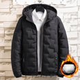 thumbnail image 4 of JTieacloth Men's Lightweight Jacket Men Solid Color Hooded Zipper Cardigan Business Jacket Casual Comfortable Warm And Trendy Jacket Black, 4 of 5
