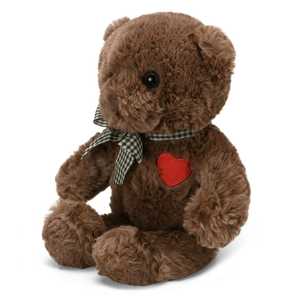 Riuhot Small Teddy Bear with Heart Cute Brown Teddy Bear Stuffed Animal Soft Stuffed Bear Plush Bear Plushie Toys Gifts for Girlfriend Boyfriend Kid