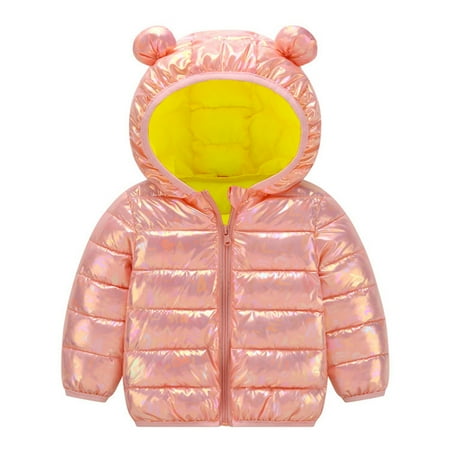 

nsendm Toddlers Coats Girls Toddler Boys Girls Winter Windproof Lightfuls Colours Bear Ears Weather Jacket for Girls Pink 3-4 Years