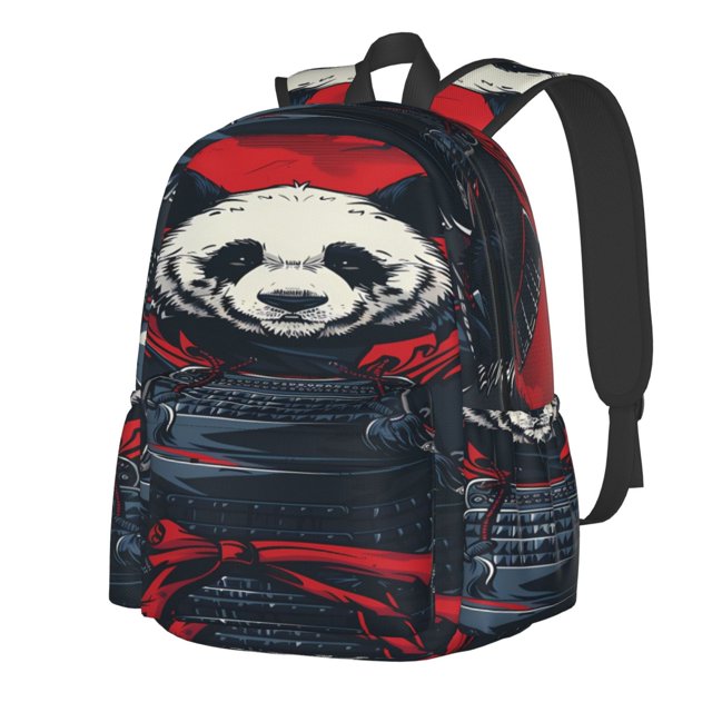 Disketp Red Black Eastern Panda Warrior Mochila Escolar de Gran Capacidad y Peso Ligero, Mochila de Viaje Ideal para Escuela, Trabajo y Uso Diario, Cómoda y con Estilo