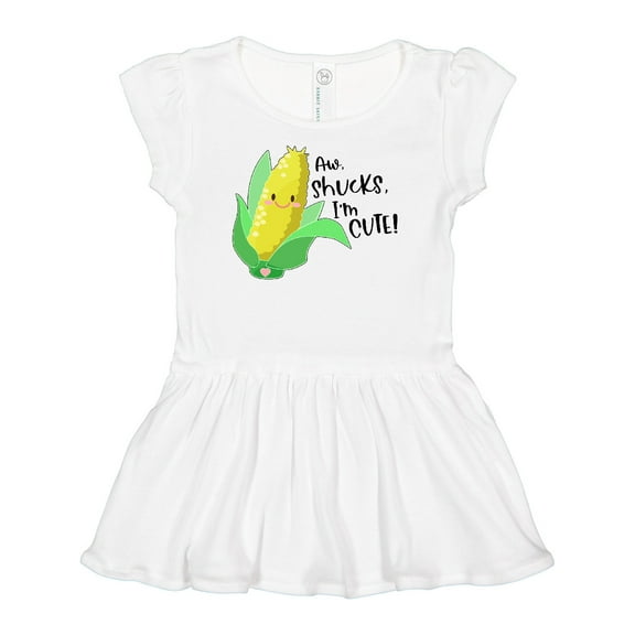 Inktastic Aw, Shucks, I'm Cute Corn Humor Girls Baby Dress