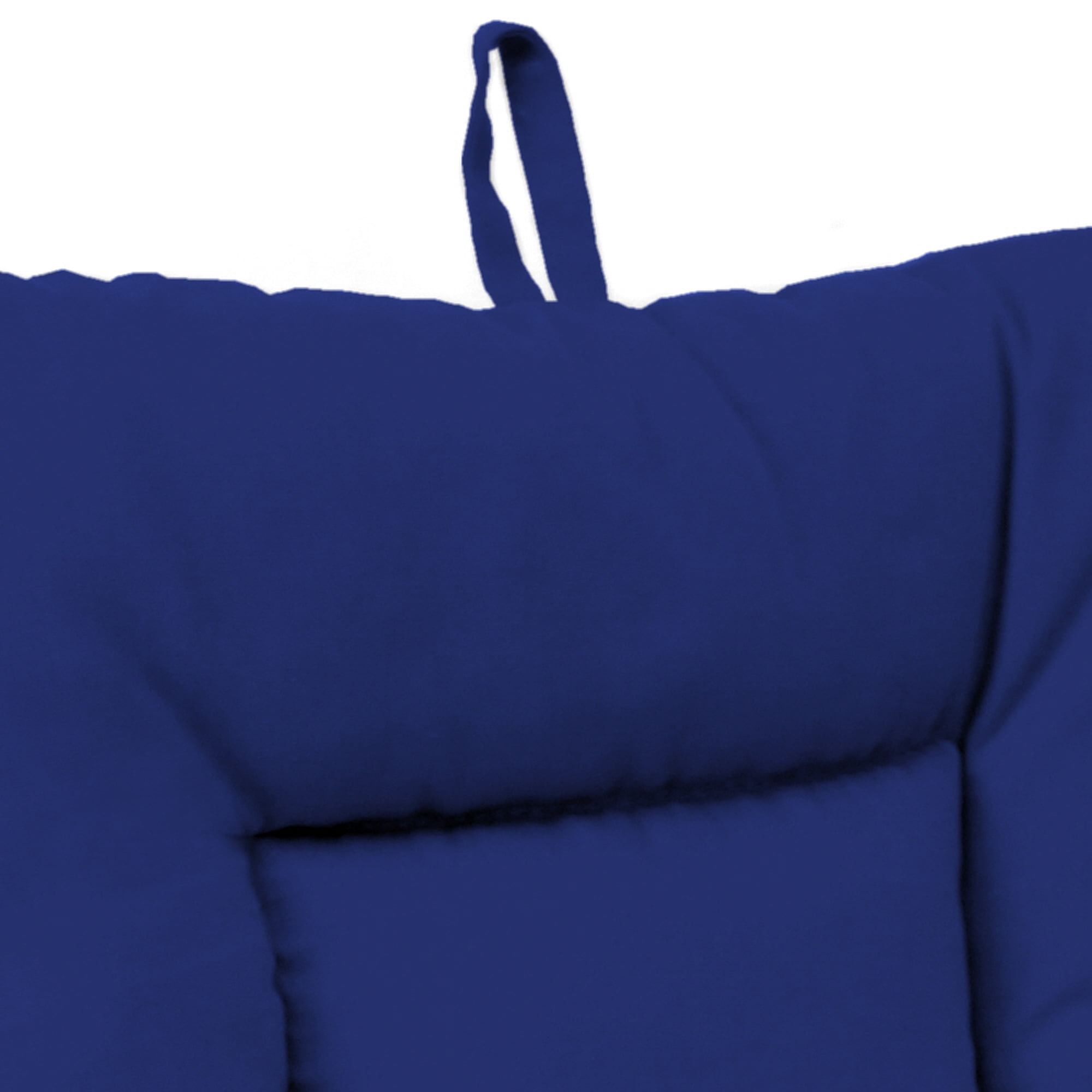 Jordan Manufacturing 38" x 21" Veranda Cobalt Blue Solid Rectangular Outdoor Wrought Iron Chair Cushion with Ties and Hanger Loop