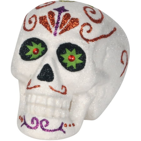 Loftus Day of the Dead Skull With Glitter Decoration Prop, White