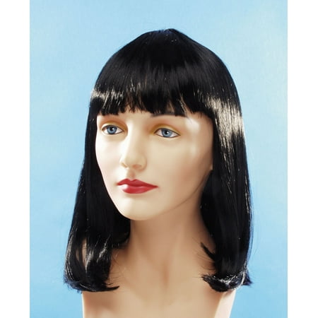 Star Power Flapper Bob with Bangs Short Length Straight Wig, Black, One Size
