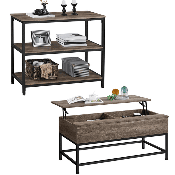 Easyfashion Furniture Table Set Lift Top Coffee Sofa Side Console For Entryway Living Rooms Taupe Wood Com Easyfashion Furniture Table Set Lift, Mainstays Pilson Console Table