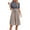 Gray, variant on Women's Summer Dresses 2026 Solid Color Round Neck Sleeveless Slim With Drawstring Dress