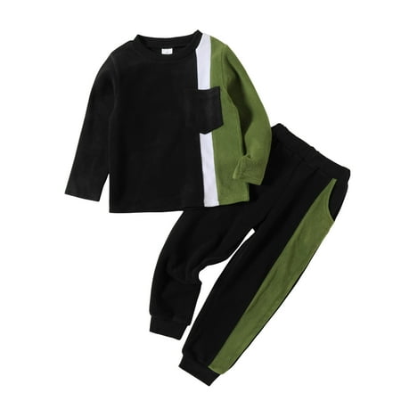 

Outfits For Toddler Christmas Boys Girls Long Sleeve Patchwork Colour T Shirt Pullover Tops Pants Kids Clothes Sets Size 5-6 Years