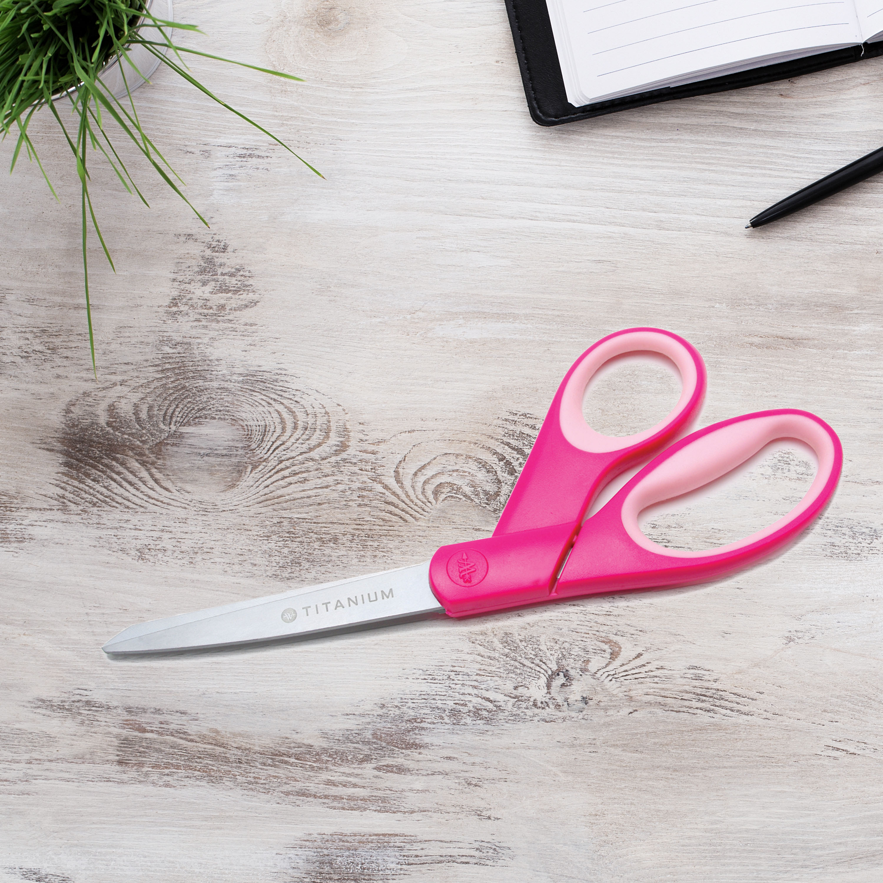 Westcott Titanium Bonded Scissors, 8", Bent, Pink, for Craft, 1-Count, High School Age