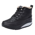 thumbnail image 2 of LSLJS Chaussures Compensées pour Femmes, Chaussures Montantes en Coton Surface en Cuir Chaussures à Bascule Espadrilles pour Femmes Chaussures de Voyage à Semelle Épaisse Chaussures de Course, 2 of 9