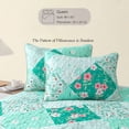 thumbnail image 3 of Whale Flotilla Reversible Patchwork Quilt Set Queen Size, Lightweight Boho Printed Bedspreads Coverlets Quilts Bedding Set with 2 Pillow Shams for All Seasons, Light Green, 3 of 7