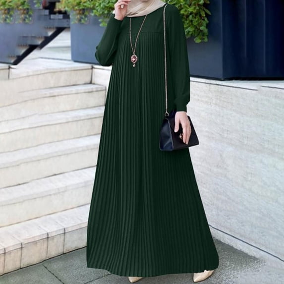 Elegant Women's Long Sleeve Button Down Abaya Casual Dress Dubai Fashion Outerwear