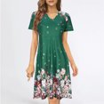 thumbnail image 1 of Qiopertar Robe Décontractée Mode Femme à Col en V Imprimé Manches Courtes Mi-Mollet Grandes Économies de Vacances! Moins de 5$ jusqu'à 90 % de Réduction, 1 of 4