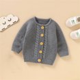 thumbnail image 5 of Splozh Infant Cardigan Sweater Newborn Baby Girl Boy Cute Long Sleeve Button Up Cardigan Toddler Knit Sweater Infant Fall Winter Clothes Grey,3-6 Months, 5 of 9
