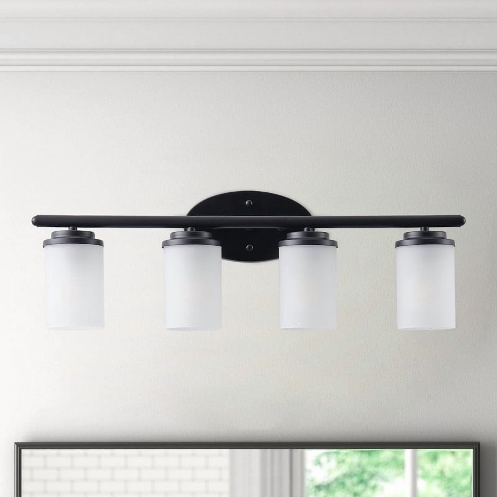 Aiwen Black Light with White Glass Shade, Contemporary Vanity Light for Living Room, Bedroom & Bathroom (26.3 IN)