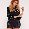 thumbnail image 1 of Moda mujer lentejuelas abrigo chaqueta de bombardero de manga larga con cremallera Streetwear inform Tomshoo XXXL, 1 of 7