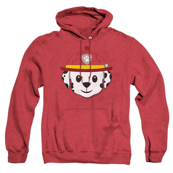 Paw Patrol Marshall Expression Unisex Adult Pull-Over Heather Hoodie,Red, Large